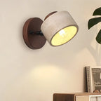 Arandela de Parede em Pedra Travertino e Madeira E27 Bivolt Wabi-Sabi com Inclinação Ajustável para Quarto e Sala