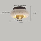 Plafon de Teto em Travertino Natural e Madeira E27 Bivolt Arquitetônico para Sala e Quarto