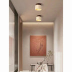 Plafon de Teto em Pedra Travertino e Madeira LED Integrado Bivolt Estilo Japonês para Sala e Quarto
