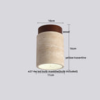 Plafon de Teto em Travertino Natural e Madeira E27 Bivolt Arquitetônico para Sala e Quarto