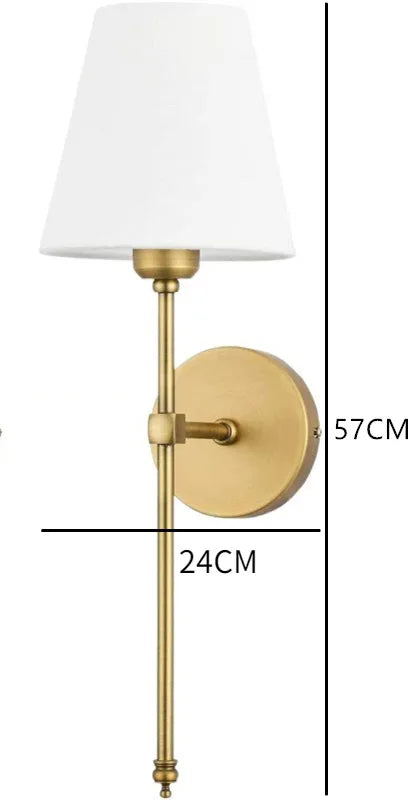 Arandela de Parede em Ferro com Cúpula de Tecido Bege E27 Bivolt Clássica para Quarto e Sala