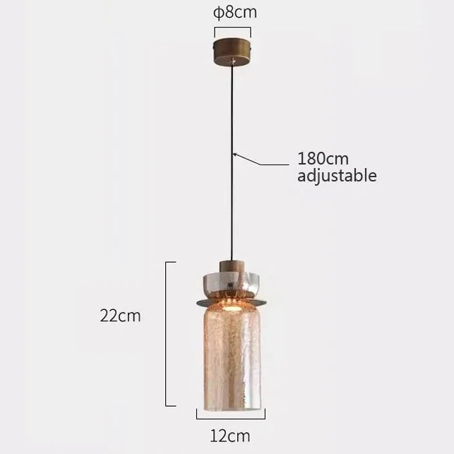 Pendente de Teto em Vidro Craquelado e Metal E27 Bivolt Estilo Retrô para Sala de Jantar e Quarto