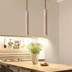 Pendente de Teto Tubular Slim em Pedra Travertino Natural G4 5W Bivolt Estilo Japonês para Quarto e Sala de Jantar
