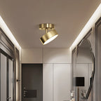 Luminária de Teto em Cobre LED Integrado 15cm Bivolt Preto Fosco com Interior Dourado para Sala e Quarto