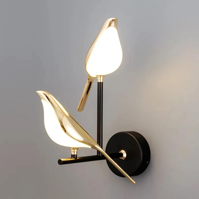 Arandela de Parede em Alumínio LED Integrado Bivolt Art Déco Pássaro para Sala e Quarto