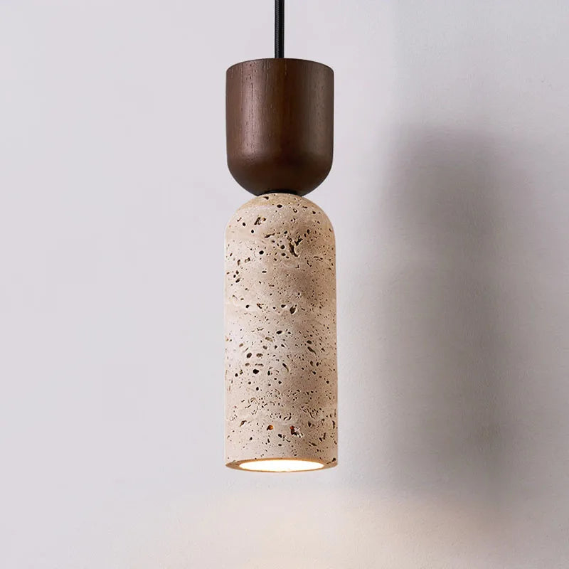 Pendente de Teto em Pedra Travertino Natural E27 Bivolt Estilo Japonês para Quarto e Sala de Jantar