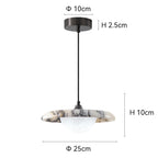 Pendente de Teto em Pedra Mármore Natural LED 12W Bivolt Formato Disco para Quarto e Sala de Jantar