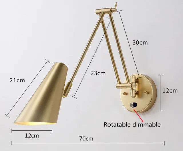 Arandela de Parede Articulada em Metal Bivolt para Cabeceira de Quarto e Leitura