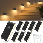 Luz Noturna LED com Sensor de Movimento Recarregável USB-C Magnética Sem Fio para Escadas e Corredores
