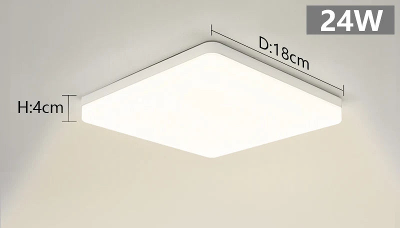 Plafon LED Quadrado de Teto Sobrepor Bivolt 18W a 48W Tricolor para Sala, Quarto e Cozinha