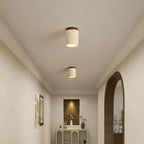 Plafon de Teto em Pedra Travertino e Madeira LED Integrado Bivolt Estilo Japonês para Sala e Quarto