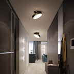 Luminária de Teto em Cobre LED Integrado 15cm Bivolt Preto Fosco com Interior Dourado para Sala e Quarto