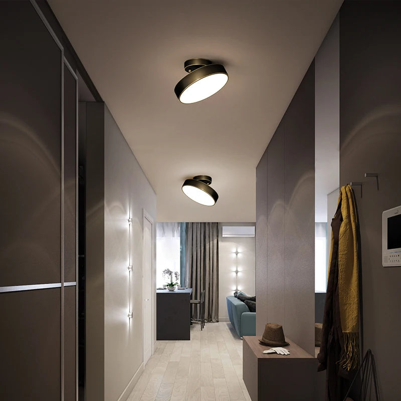 Luminária de Teto em Cobre LED Integrado 15cm Bivolt Preto Fosco com Interior Dourado para Sala e Quarto