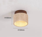 Plafon de Teto em Pedra Travertino e Madeira LED Integrado Bivolt Estilo Japonês para Sala e Quarto