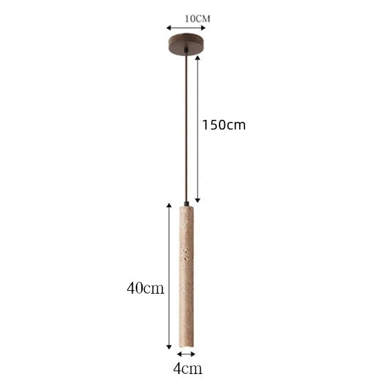 Pendente de Teto Tubular Slim em Pedra Travertino Natural G4 5W Bivolt Estilo Japonês para Quarto e Sala de Jantar