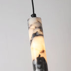 Pendente de Teto Tubular em Pedra Mármore Natural Preto LED 12W Bivolt para Quarto e Sala de Jantar