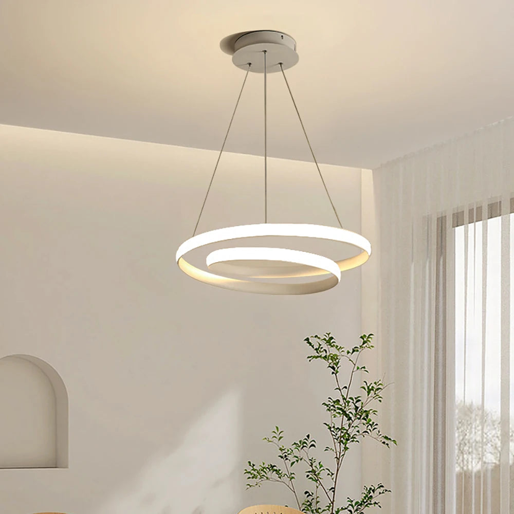 Pendente de Teto Duplo LED 32W a 48W Bivolt em Alumínio e Acrílico Minimalista para Sala e Escritório