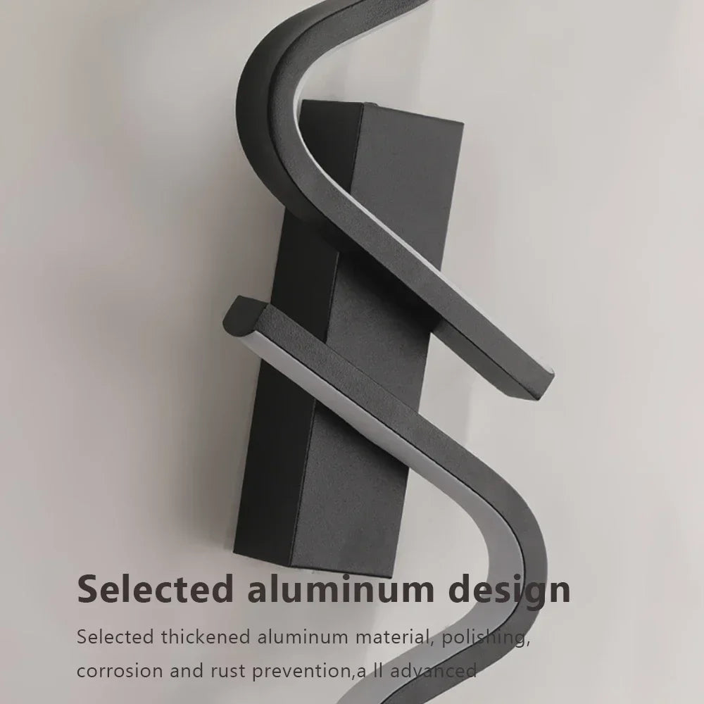 Arandela de Parede Linear Curva em Alumínio LED Integrado Dimerizável Bivolt 60cm ou 80cm para Sala e Quarto