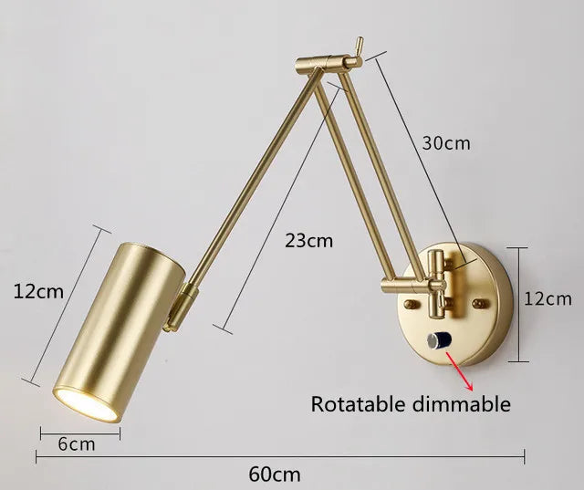 Arandela de Parede Articulada em Metal Bivolt para Cabeceira de Quarto e Leitura