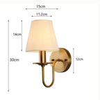 Arandela de Parede em Ferro Cobre com Cúpula de Tecido E14 Bivolt Estilo Europeu para Quarto e Sala
