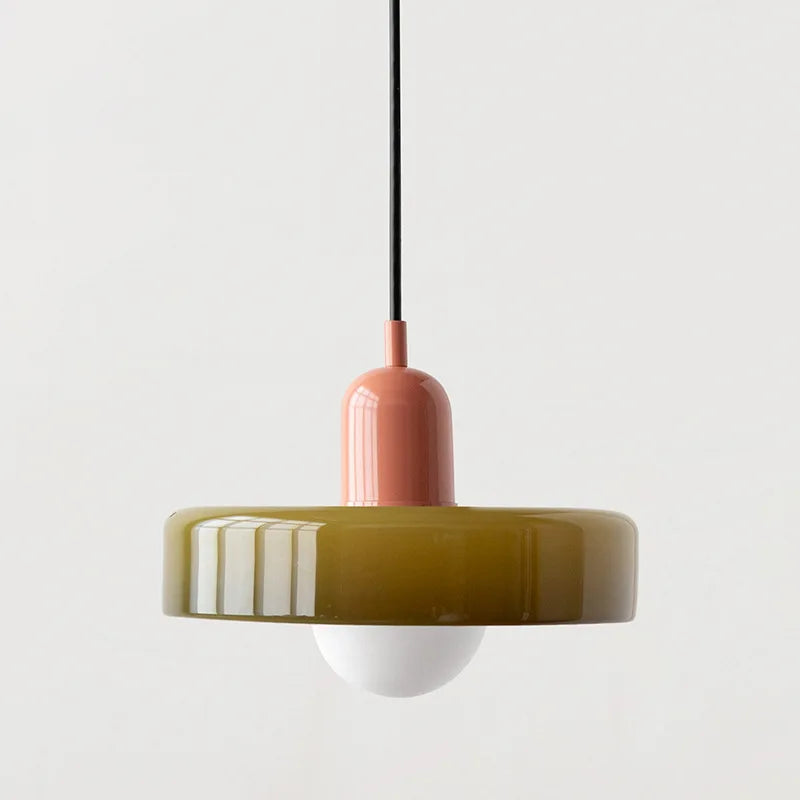 Pendente de Teto em Vidro Colorido e Metal E27 Bivolt Estilo Nórdico para Sala de Jantar e Estar