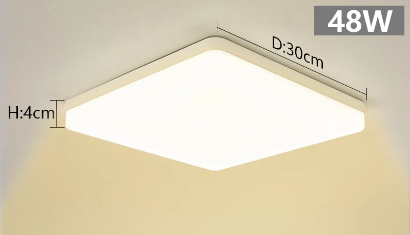 Plafon LED Quadrado de Teto Sobrepor Bivolt 18W a 48W Tricolor para Sala, Quarto e Cozinha