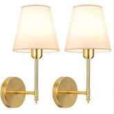 Arandela de Parede Recarregável em Metal com Cúpula de Tecido LED RGB Dimerizável com Controle Remoto para Quarto e Sala