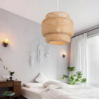 Pendente de Teto Artesanal em Bambu Natural E27 Bivolt 30cm para Sala de Jantar e Quarto