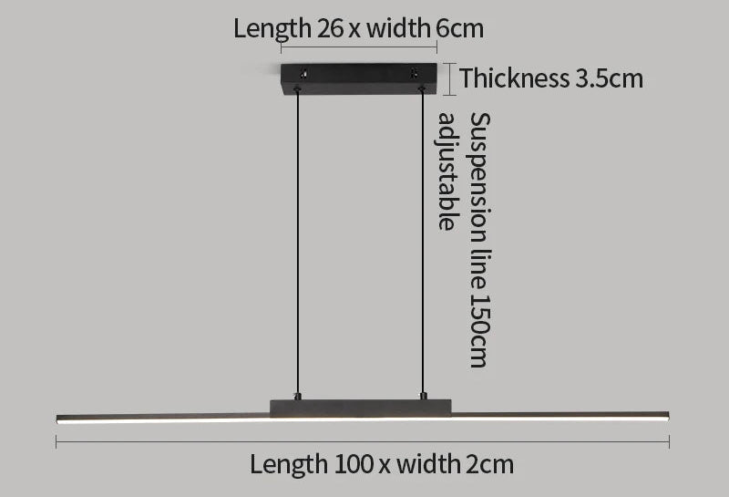 Pendente Linear em Alumínio com LED Integrado – Luminária Moderna para Sala de Jantar, Cozinha e Escritório