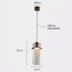 Pendente de Teto em Vidro Craquelado e Metal E27 Bivolt Estilo Retrô para Sala de Jantar e Quarto