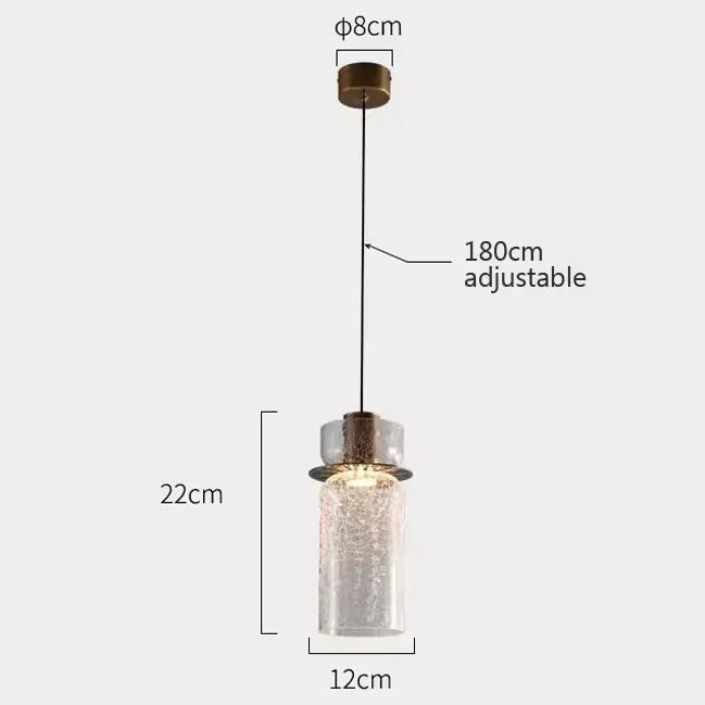 Pendente de Teto em Vidro Craquelado e Metal E27 Bivolt Estilo Retrô para Sala de Jantar e Quarto