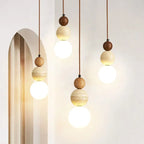 Pendente de Teto em Pedra Natural LED Integrado Bivolt Estilo Bauhaus para Quarto e Sala de Jantar
