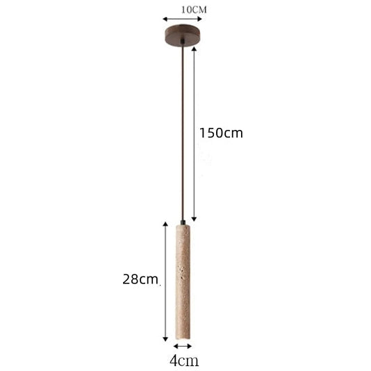 Pendente de Teto Tubular Slim em Pedra Travertino Natural G4 5W Bivolt Estilo Japonês para Quarto e Sala de Jantar