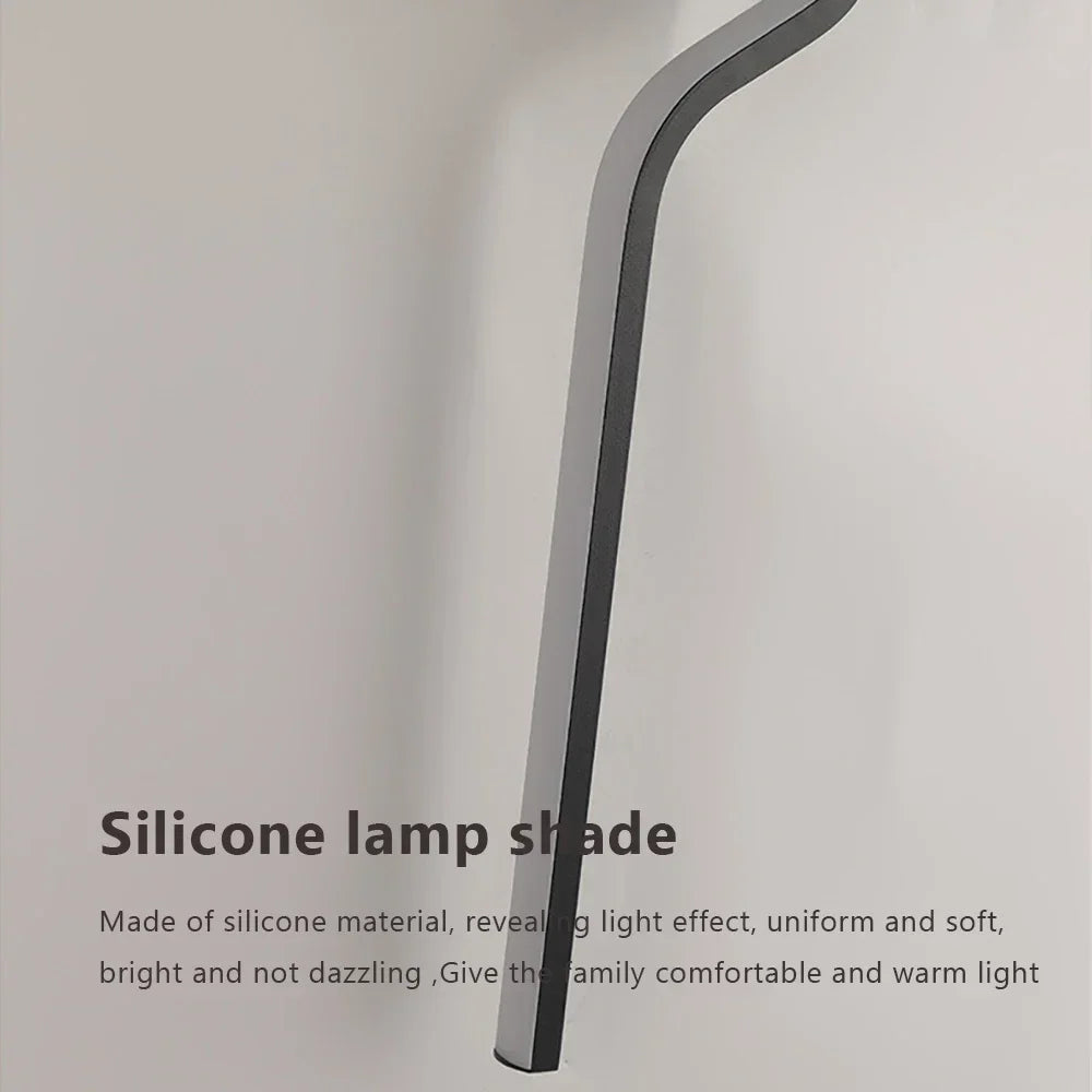 Arandela de Parede Linear Curva em Alumínio LED Integrado Dimerizável Bivolt 60cm ou 80cm para Sala e Quarto