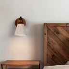 Arandela de Parede em Pedra Travertino Natural e Madeira E27 Bivolt para Quarto e Sala