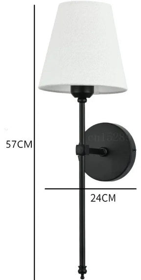 Arandela de Parede em Ferro com Cúpula de Tecido Bege E27 Bivolt Clássica para Quarto e Sala