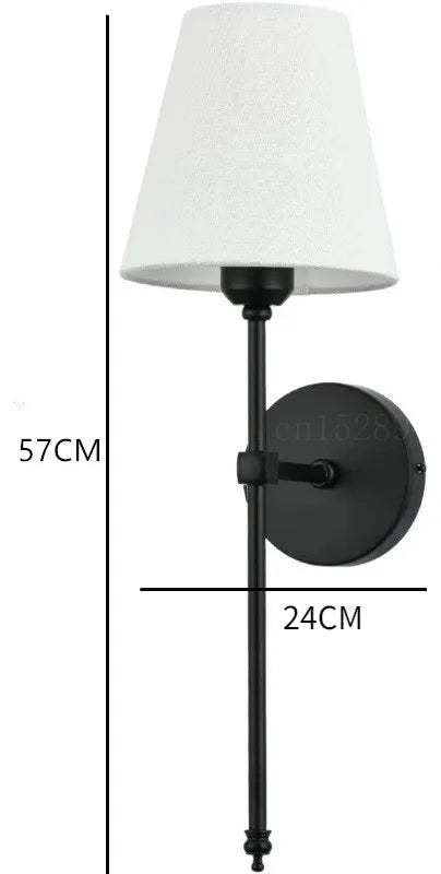 Arandela de Parede em Ferro com Cúpula de Tecido Bege E27 Bivolt Clássica para Quarto e Sala
