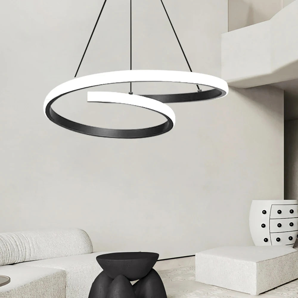 Pendente de Teto Duplo LED 32W a 48W Bivolt em Alumínio e Acrílico Minimalista para Sala e Escritório