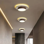 Plafon de Teto em Pedra Travertino e Madeira LED 28W Bivolt Wabi-Sabi 22cm para Sala e Corredor