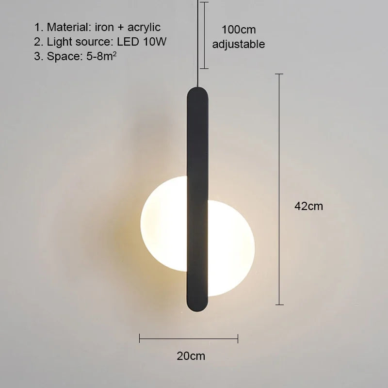 Pendente de Teto em Metal com Globo LED Bivolt Design Minimalista para Quarto e Sala de Jantar