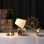Luminária de Mesa LED Recarregável em Metal Portátil Tricolor Decorativa para Quarto e Sala