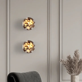 Arandela de Parede Cilíndrica em Mármore Natural Preto G9 Bivolt Bidirecional para Quarto e Sala