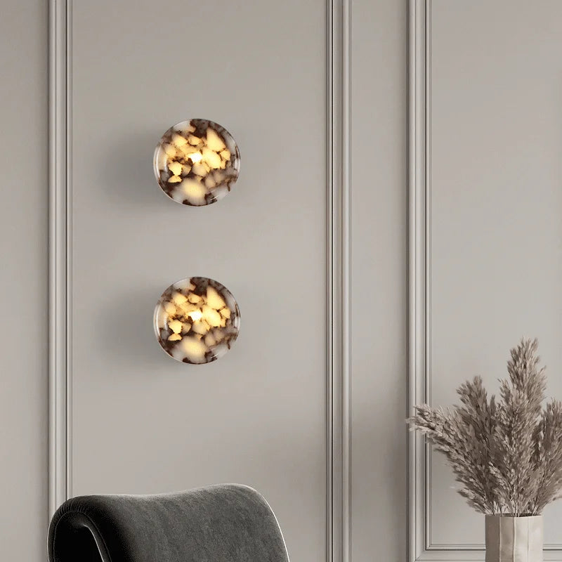 Arandela de Parede Cilíndrica em Mármore Natural Preto G9 Bivolt Bidirecional para Quarto e Sala