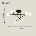 Lustre de Teto em Metal 6 Braços E27 Bivolt 70cm para Sala de Estar e Jantar