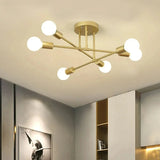Lustre de Teto em Metal 6 Braços E27 Bivolt 70cm para Sala de Estar e Jantar