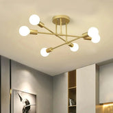Lustre de Teto em Metal 6 Braços E27 Bivolt 70cm para Sala de Estar e Jantar