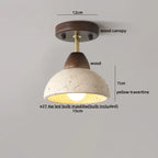 Plafon de Teto em Travertino Natural e Madeira E27 Bivolt Arquitetônico para Sala e Quarto