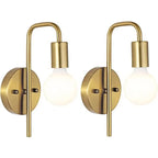 Arandela de Parede Curva em Ferro Dourado e Preto E27 19cm para Quarto e Sala de Estar