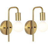 Arandela de Parede Curva em Ferro Dourado e Preto E27 19cm para Quarto e Sala de Estar