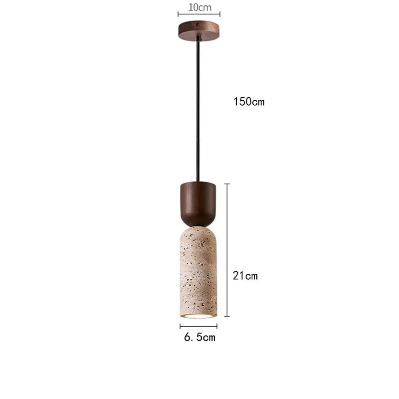 Pendente de Teto em Pedra Travertino Natural E27 Bivolt Estilo Japonês para Quarto e Sala de Jantar